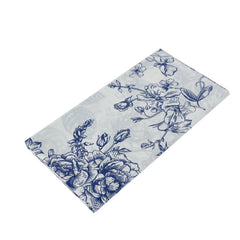 5-Pack Rectangular Plastic Tablecloths – White with Blue French Toile Pattern, PVC Waterproof Disposable Table Covers 54"x108"