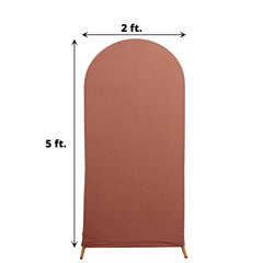 5ft Matte Terracotta (Rust) Spandex Fitted Chiara Backdrop Stand Cover For Round Top Wedding Arch